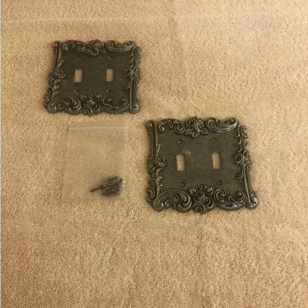 Vintage 1967 American Tack & Hardware Metal Double Light Switch Plates Lot of 2